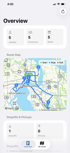Magic Lav iPhone route overview map